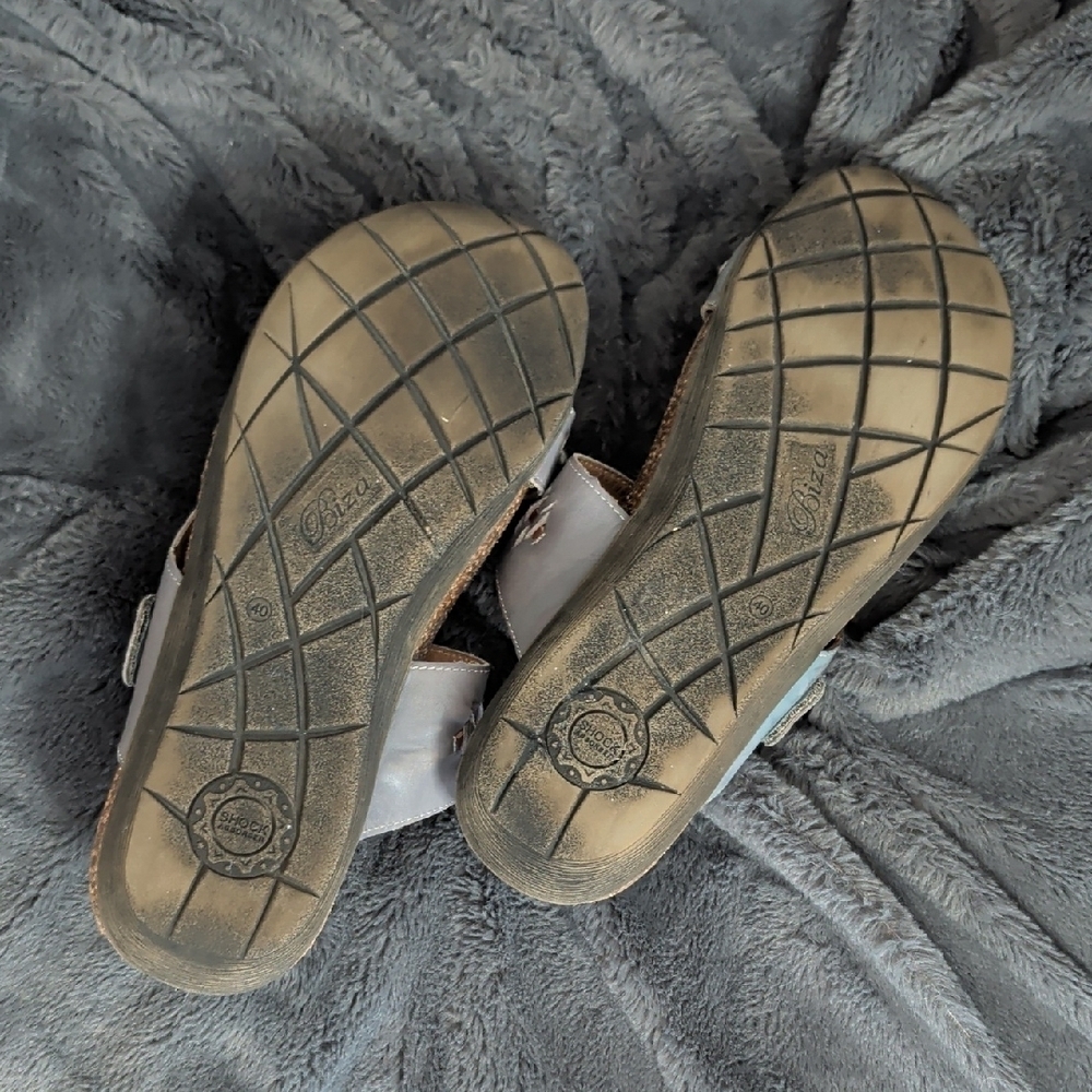 Biza Lexi thong sandals grey whiskey leather woven strap Boho Earthy Natural - Picture 5 of 13
